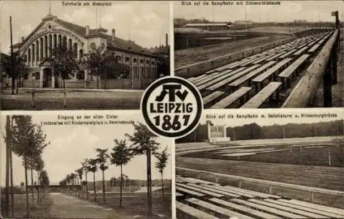Ak Leipzig in Sachsen, Turn- und Sportverein 1867, Kampfbahn, Turnhalle