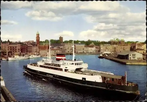 Ak Hälsingborg Helsingborg Schweden, Utsikt fran Hamnfyren, Fährschiff, Trajektschiff