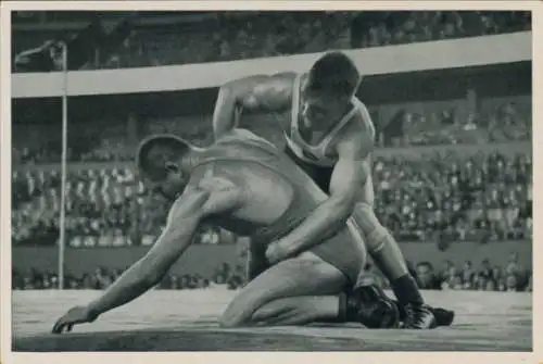 Sammelbild Olympia 1936, Ringer Schäfer gegen Fischer