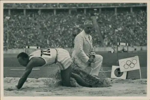 Sammelbild Olympia 1936, Jesse Owens beim Weitsprung