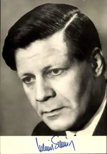 Ak Politiker Helmut Schmidt, Porträt, Autogramm
