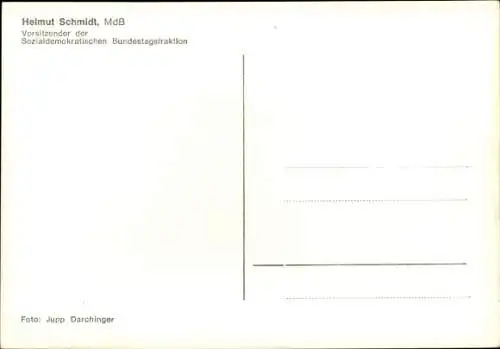 Ak Politiker Helmut Schmidt, Porträt, Autogramm