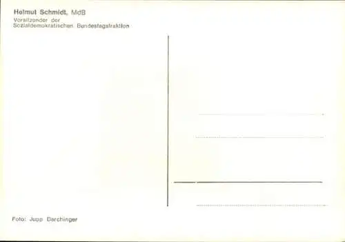 Ak Politiker Helmut Schmidt, Porträt, Autogramm