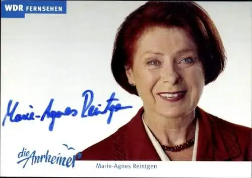 Ak Schauspielerin Marie-Agnes Reintgen, Portrait, Autogramm, die Anrheiner, Rolle Elisabeth Küppers