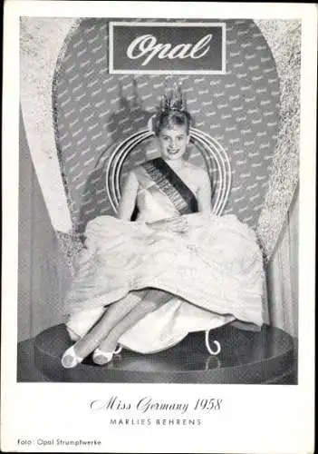 Ak Schauspielerin Marlies Behrens, Portrait, Autogramm, Miss Germany 1958