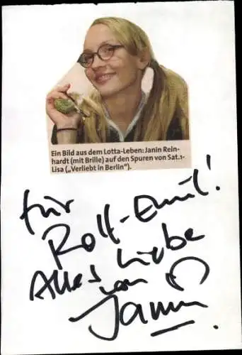 Ak Schauspielerin Janin Reinhardt, Portrait, Autogramm, Serie Verliebt in Berlin