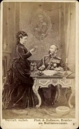 CdV Albert von Sachsen, Carola von Wasa-Holstein-Gottorp, Portrait