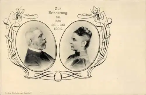 Ak Karl Günther von Schwarzburg-Sondershausen, Marie von Sachsen-Altenburg, Portrait 1904