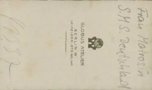 CdV Berlin, Frau als Matrosin in Uniform, SMS Deutschland, Standportrait