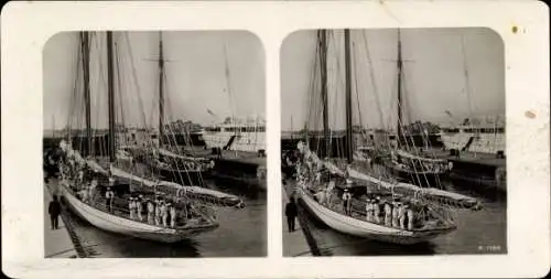 Stereo Foto Kaiserliche Yachten Meteor und Iduna im Hohenzollern-Kanal