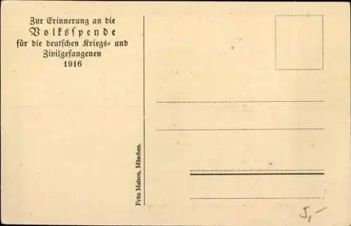 Künstler Ak Hohlwein, Ludwig, Volksspende für die deutschen Kriegs- und Zivil-Gefangenen 1916