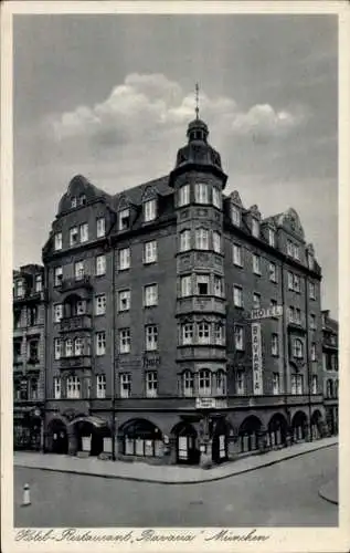 Ak München, Hotel Restaurant Bavaria, Schillerstraße 10 Ecke Schwanthalerstraße