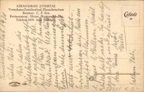 Ak Solingen im Bergischen Land, Strandbad Ittertal,