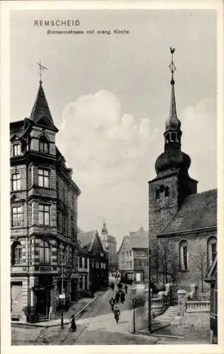 Ak Remscheid im Bergischen Land, Bismarckstraße, evangelische Kirche