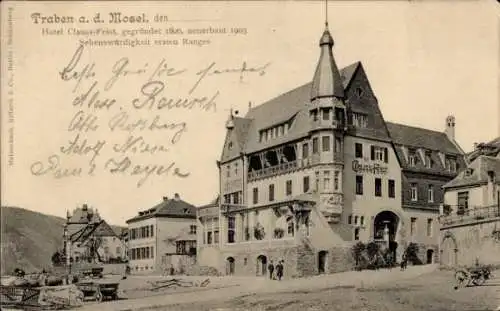 Ak Traben Trarbach an der Mosel, Hotel Clauss-Feist