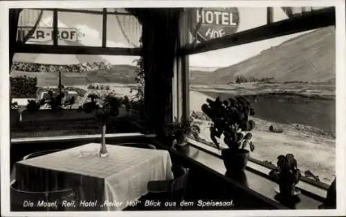 Ak Reil an der Mosel, Hotel Reiler Hof, Blick aus dem Speisesaal, Inh. Gebr. Filzen
