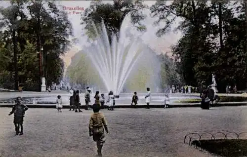 Ak Brüssel, Park, Springbrunnen