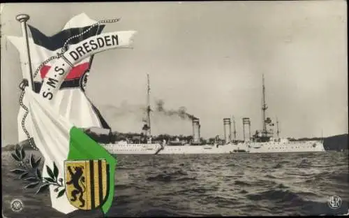 Ak Deutsches Kriegsschiff, SMS Dresden, Kleiner Kreuzer, Kaiserliche Marine