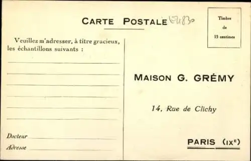 Ak Paris IX, Achille pansant Patrocle, Coupe de Sosias, Maison G. Remy, Rue de Chlichy