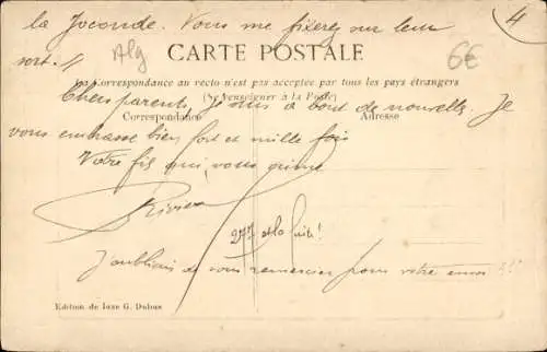 Ak Arzew Algerien, Unter den Palmen des Ortes