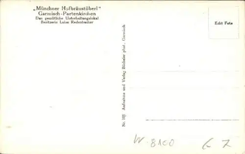 Ak Garmisch Partenkirchen in Oberbayern, Münchner Hofbräustüberl