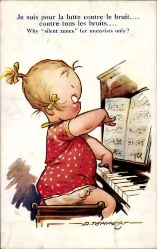 Künstler Ak Tempest, D., Kleines Mädchen am Klavier