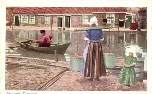 Ak Volendam Nordholland Niederlande, Volendamer Tracht, naar huis