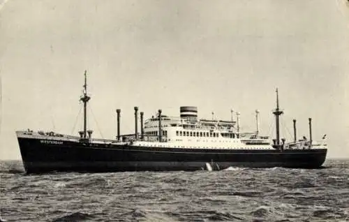 Ak Dampfschiff MS Westerdam, Holland America Line, HAL
