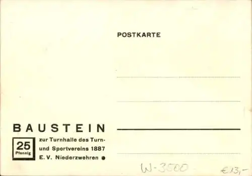 Künstler Ak Niederzwehren Kassel in Hessen, Turnhalle, Turn und Sportverein 1887