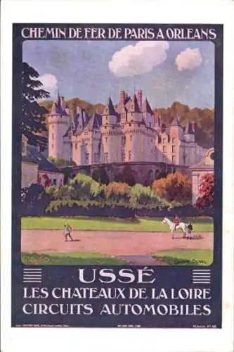 Künstler Ak Duval, Ussé Indre et Loire, Automobile Circuits, Paris to Orleans Railway