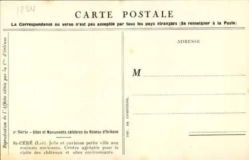 Künstler Ak Saint Céré Lot, Circuits Automobiles du Haut Quercy, Chemin de Fer de Paris à Orléans