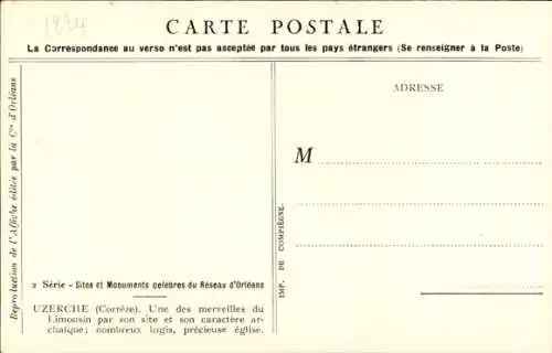 Künstler Ak Uzerche Corrèze, Orleans Railway, Bas Limousin