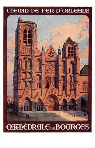 Künstler Ak Duval, C., Bourges Cher, Kathedrale Saint Etienne, Orleans Railway