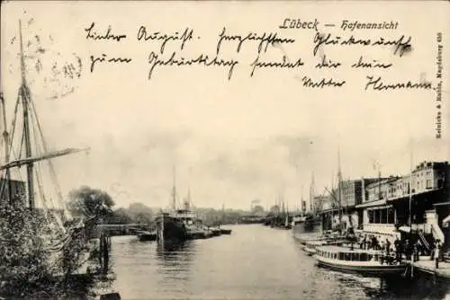 Ak Hansestadt Lübeck, Hafen