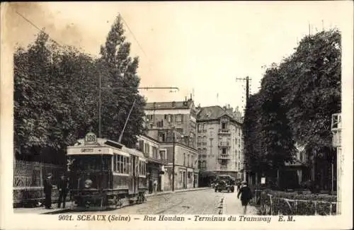 Ak Sceaux Haut de Seine, Rue Houdan, Endstation der Straßenbahn