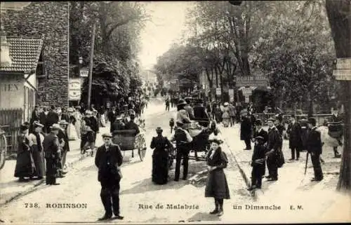 Ak Robinson Hauts de Seine, Rue de Malabrie an einem Sonntag