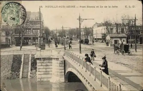 Ak Neuilly sur Seine Hauts de Seine, Pont Bineau und Ile de la Jatte