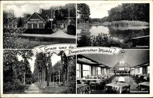Ak Diepeschrath Bergisch Gladbach, Waldschenke Diepeschrather Mühle, Waldweiher