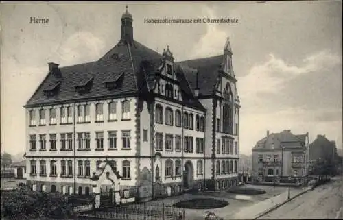 Ak Herne im Ruhrgebiet Westfalen, Hohenzollernstraße, Oberrealschule