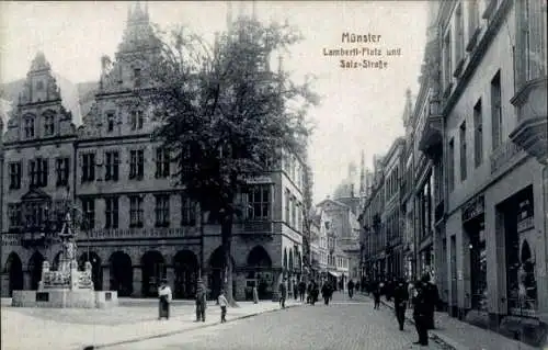 Ak Münster, Lambertiplatz, Salzstraße, Buchhandlung