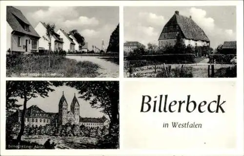 Ak Billerbeck in Westfalen, Ludgerus-Siedlung, Kolvenburg, Benediktiner Abtei