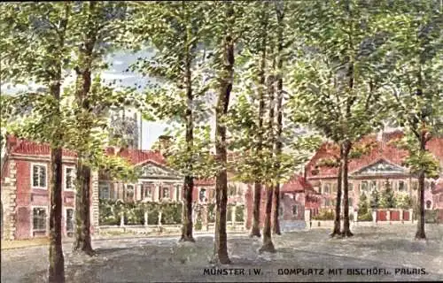 Künstler Ak Nieper, F., Münster in Westfalen, Domplatz, Bischöfliches Palais