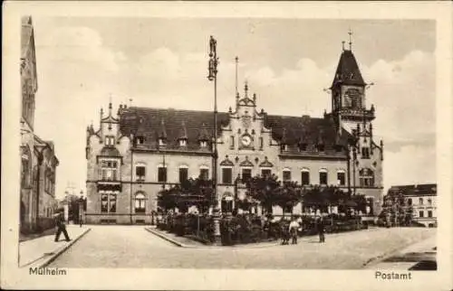 Ak Mülheim an der Ruhr, Postamt mit Vorplatz