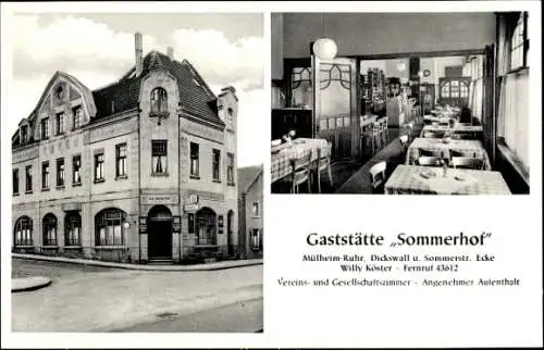 Ak Mülheim an der Ruhr, Gaststätte Sommerhof, Dickswall, Ecke Sommerstraße, Innenansicht