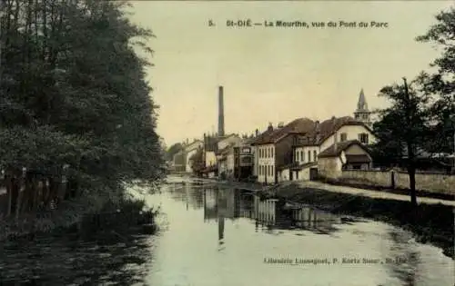 Ak Saint Dié des Vosges, La Meurthe, vue du Pont du Parc