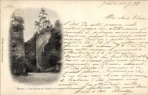 Ak Épinal Lothringen Vosges, Schlossruine