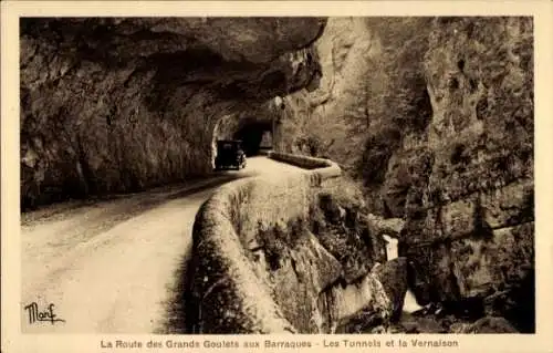 Ak Vernaison Rhône, Route des Grands Goulets aux Barraques, Tunnels