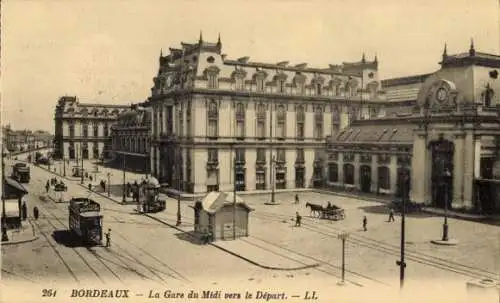Ak Bordeaux Gironde, La Gare du Midi vers le Depart