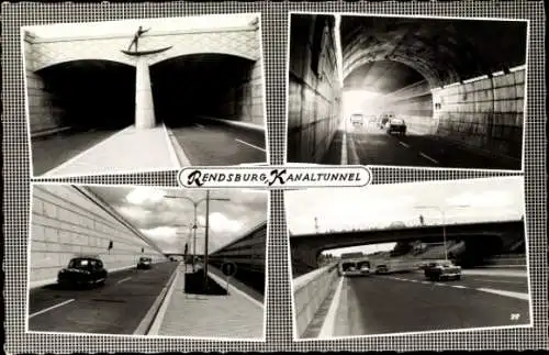 Ak Rendsburg in Schleswig Holstein, Kanaltunnel, Brücke, Auto