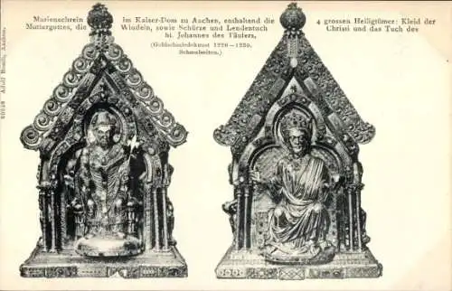 Ak Aachen, Marienschrein im Kaiser-Dom, 4 große Heiligtümer, Kleid der Muttergottes, Windel, Schürze